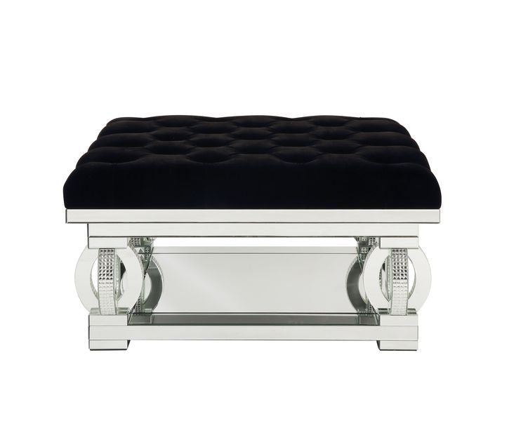 Lotus Faux Square Diamonds Ottoman