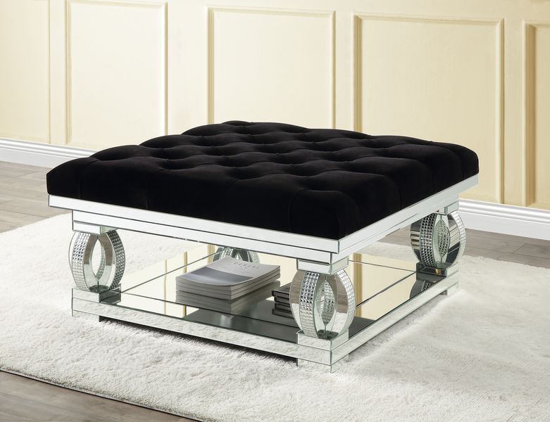 Lotus Faux Square Diamonds Ottoman