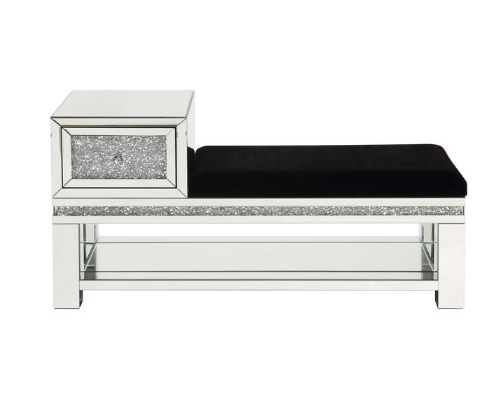 Noralie Mirrored & Faux Diamonds Bench