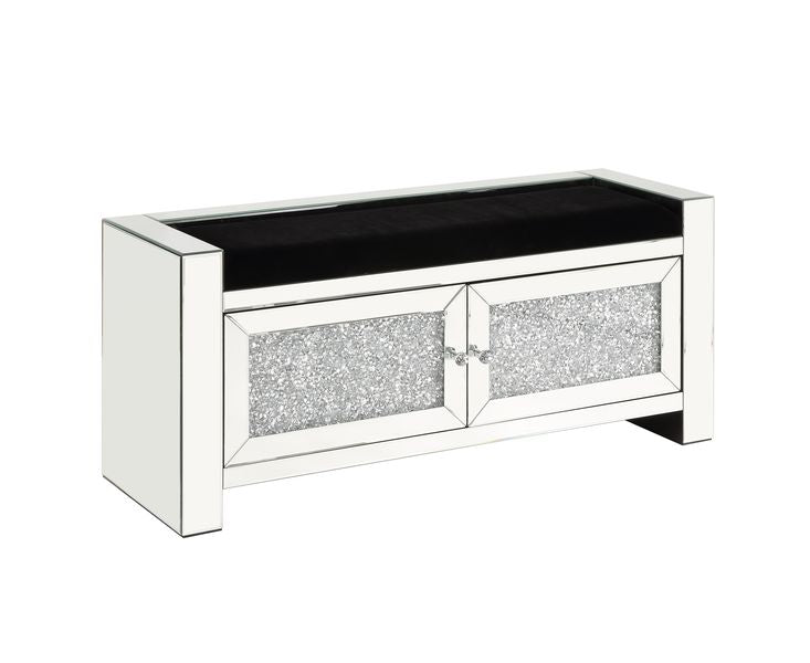 Noralie Mirrored & Faux Diamonds Bench