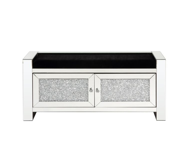 Noralie Mirrored & Faux Diamonds Bench