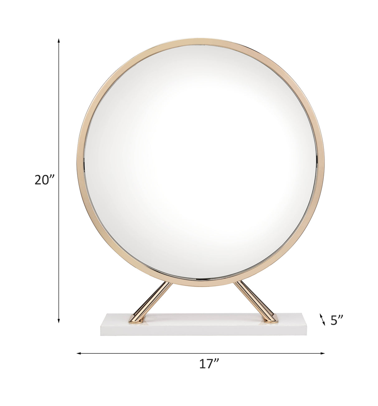 Midriaks Synthetic Leather , White & Gold Finish Vanity Mirror & Stool