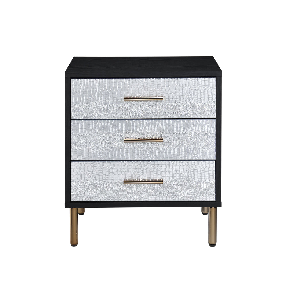 Myles Black, Silver & Gold Finish Nightstand
