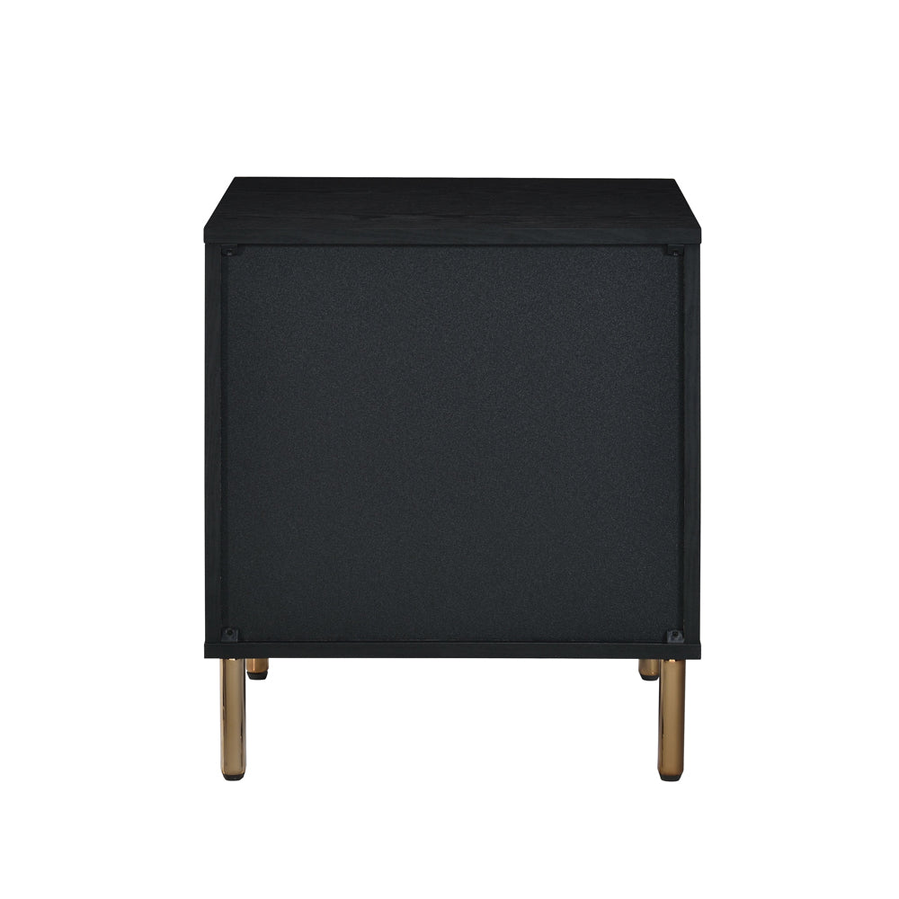 Myles Black, Silver & Gold Finish Nightstand