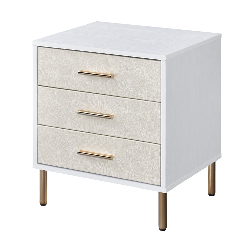 Myles White, Champagne & Gold Finish Nightstand