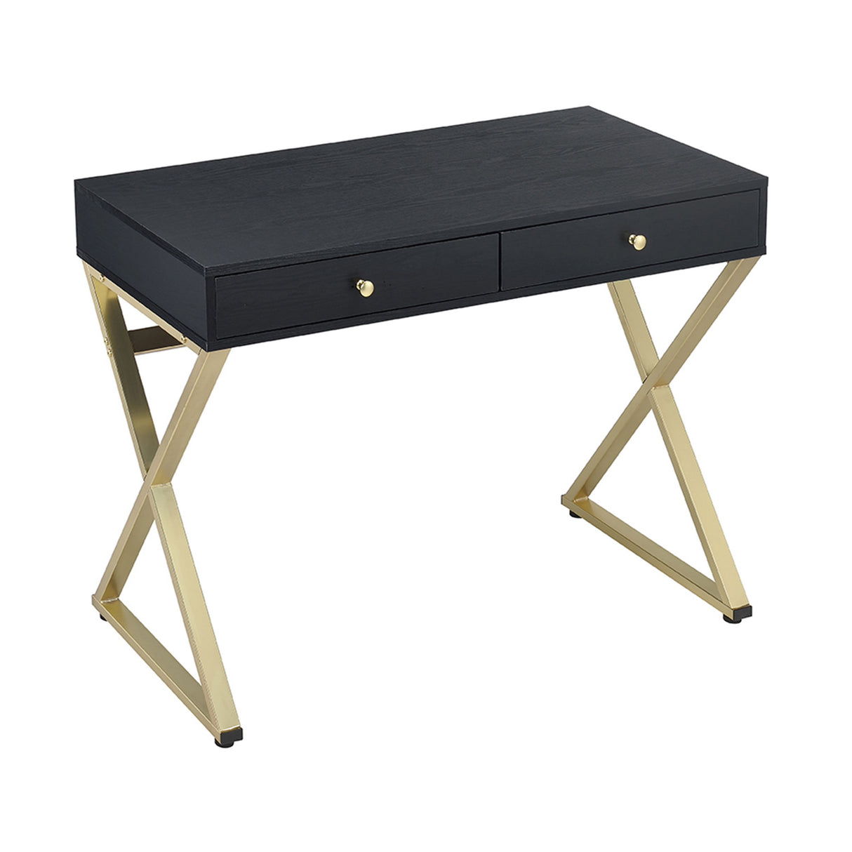 Coleen Black & Brass Finish Vanity Desk