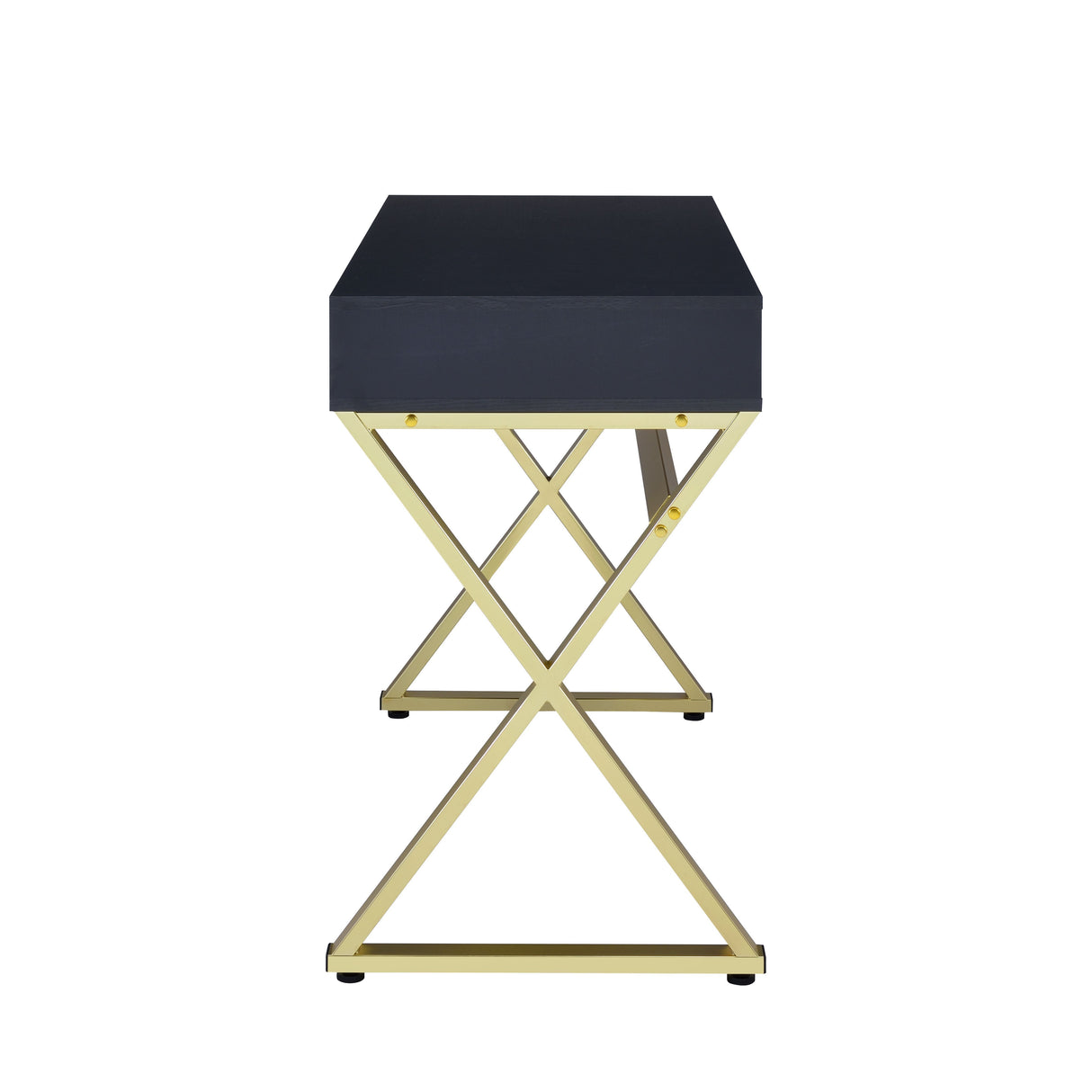 Coleen Black & Brass Finish Vanity Desk