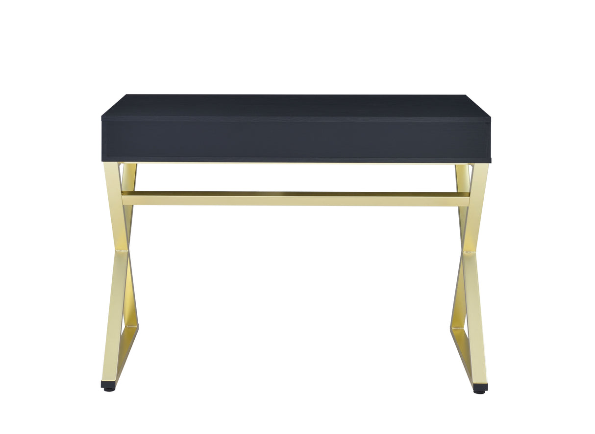 Coleen Black & Brass Finish Vanity Desk