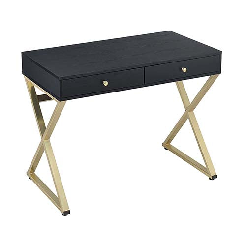 Coleen Black & Brass Finish Vanity Desk