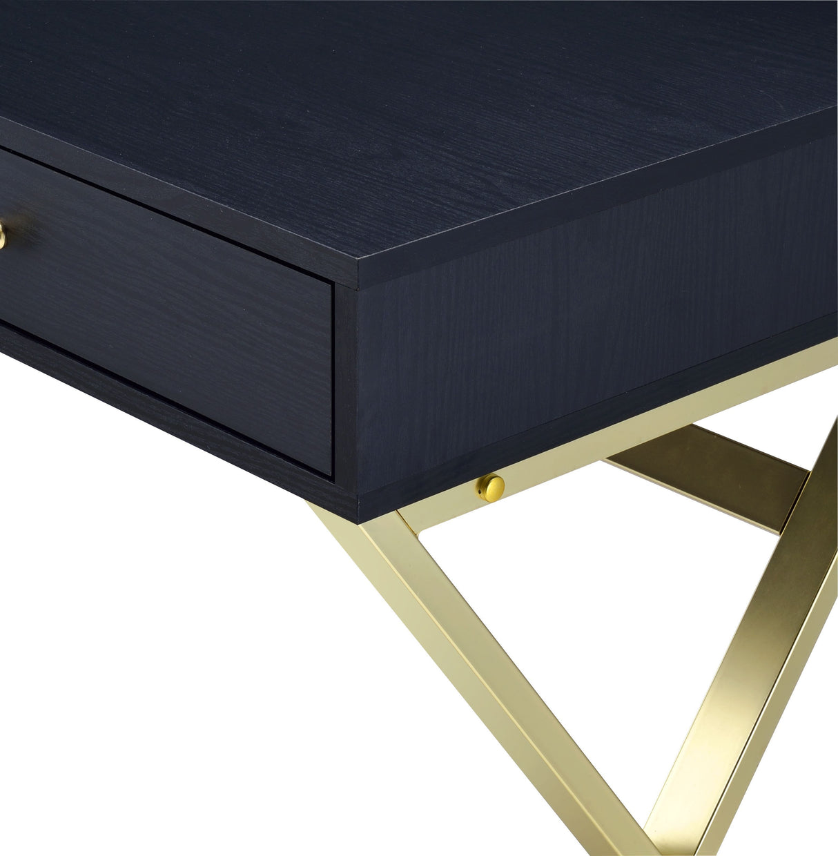 Coleen Black & Brass Finish Vanity Desk