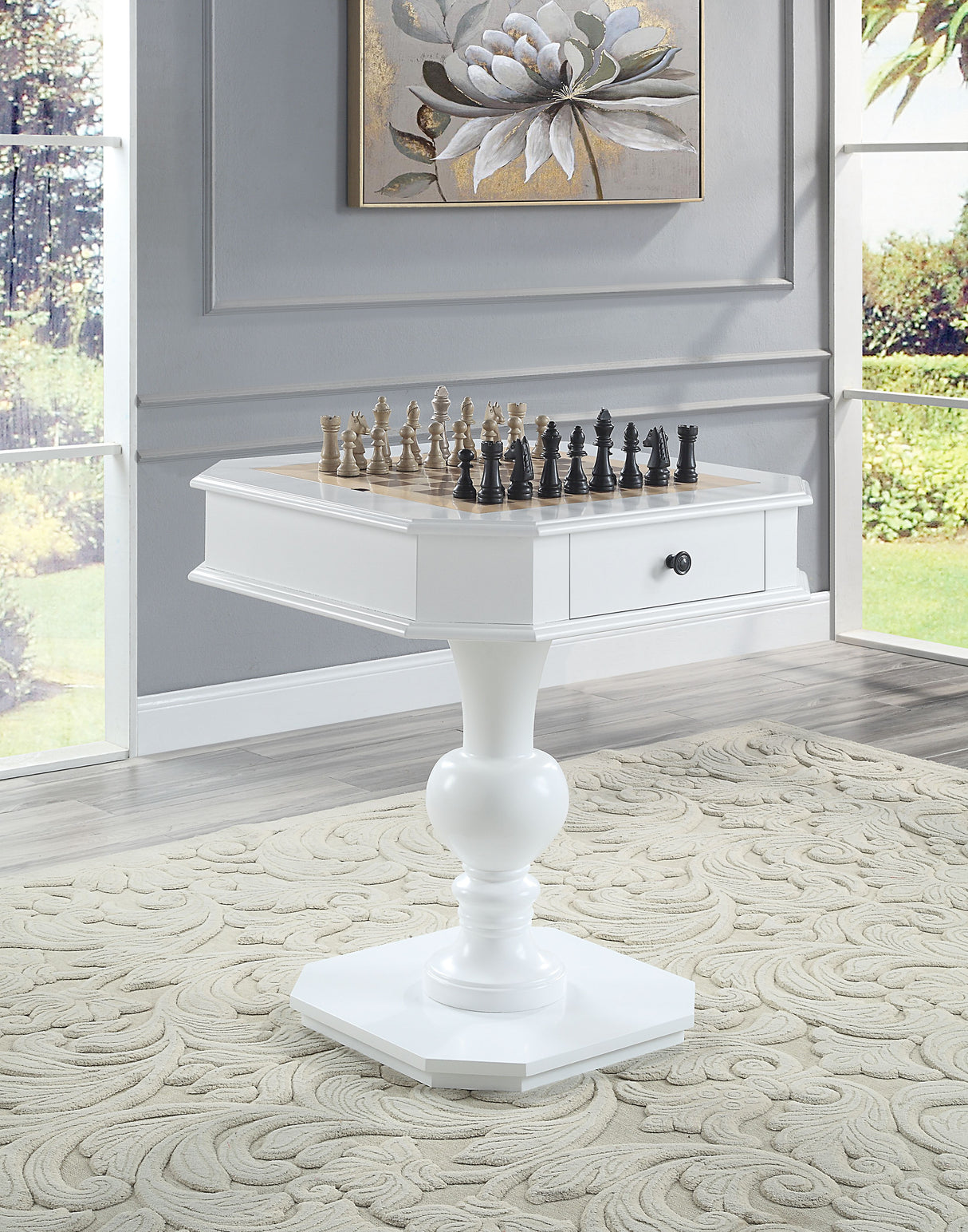 Galini White Finish Gaming Table