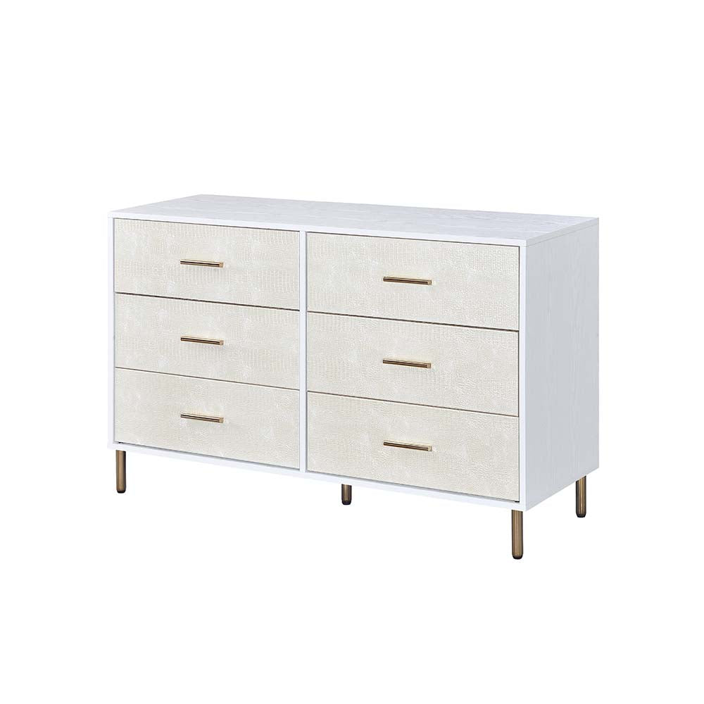 Myles White, Champagne & Gold Finish Dresser