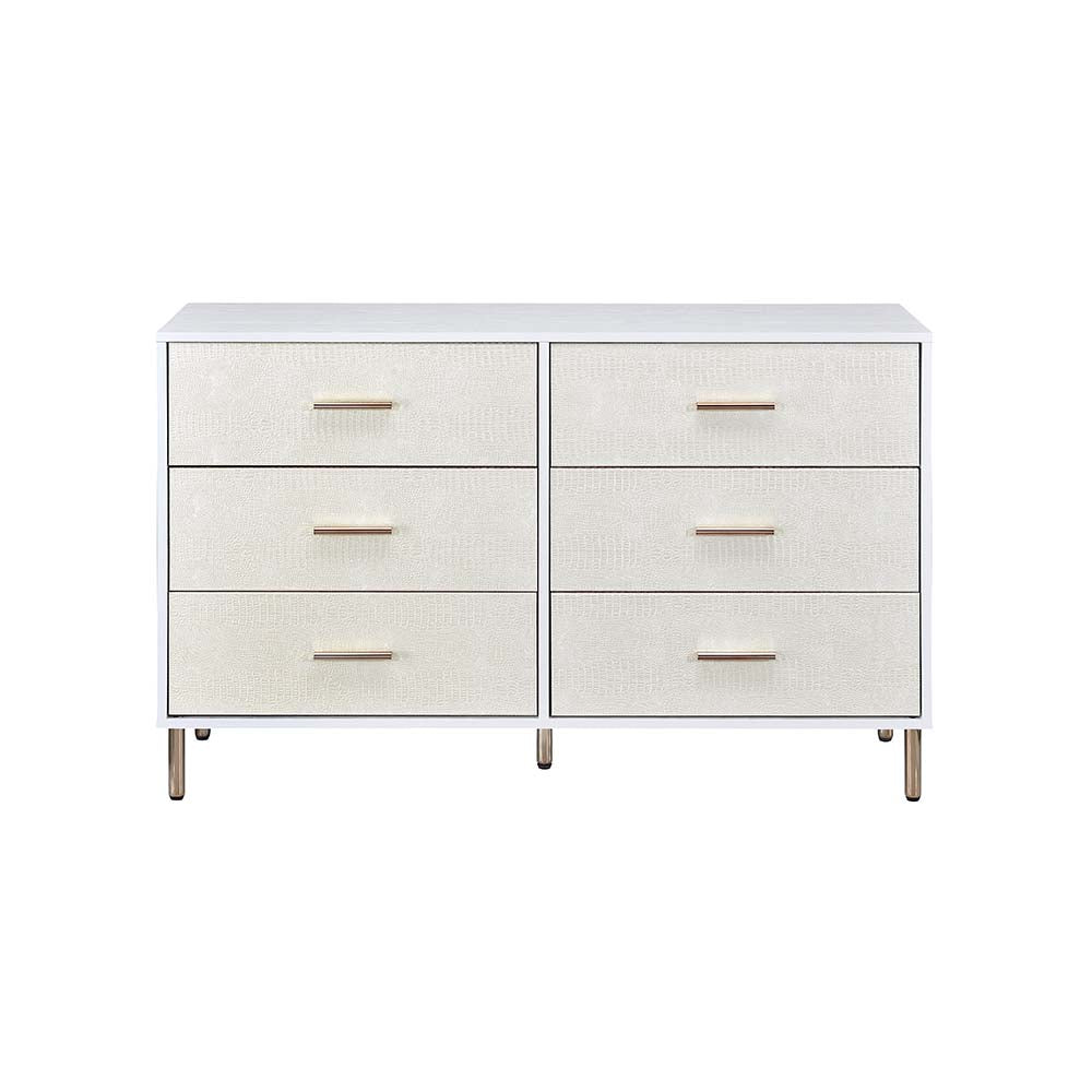 Myles White, Champagne & Gold Finish Dresser
