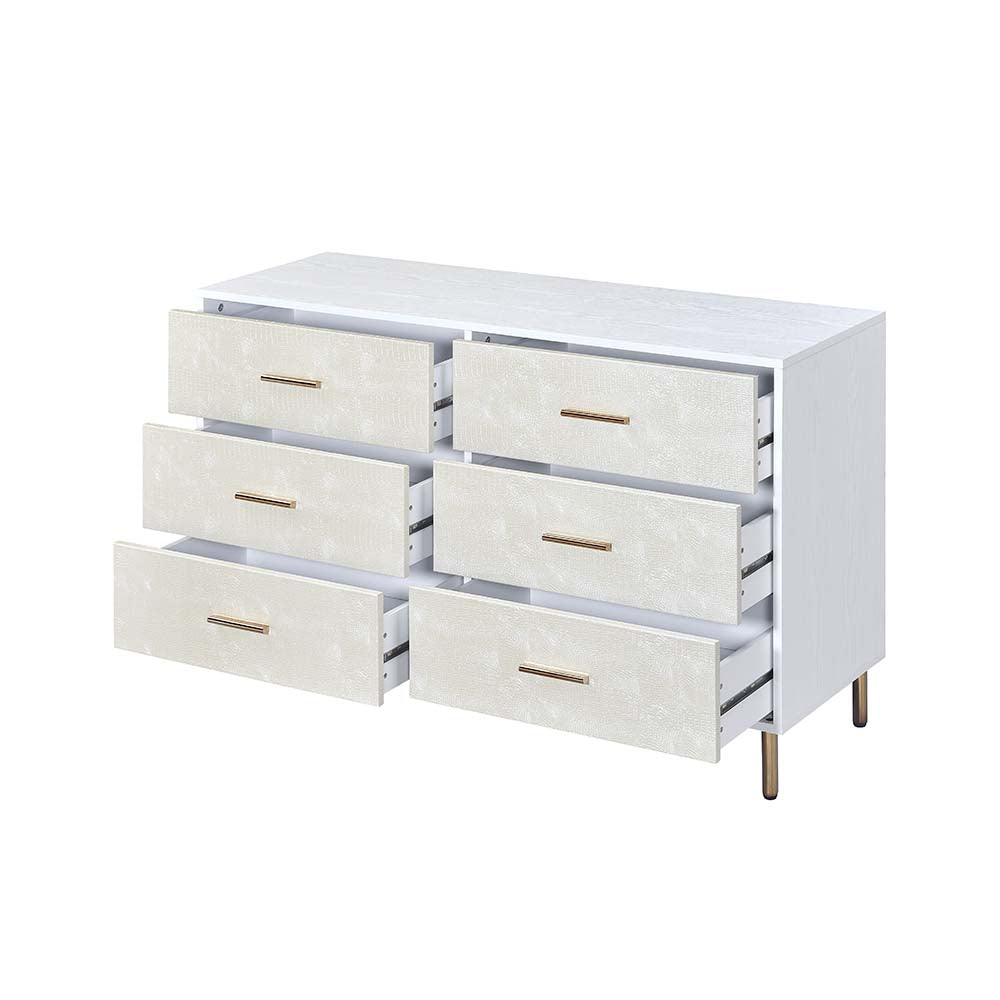 Myles White, Champagne & Gold Finish Dresser