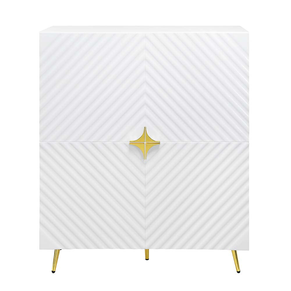 Gaines White High Gloss Finish Cabinet