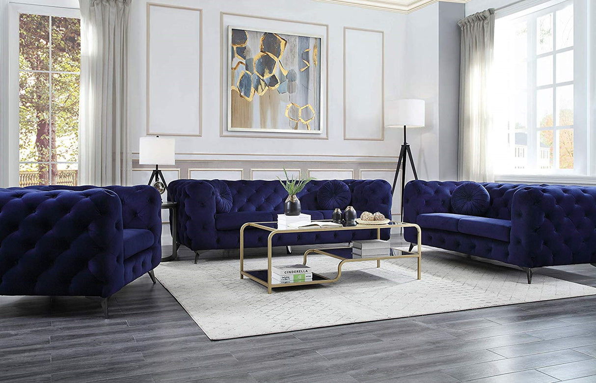 Acme Furniture Atronia Living Room Set in Blue