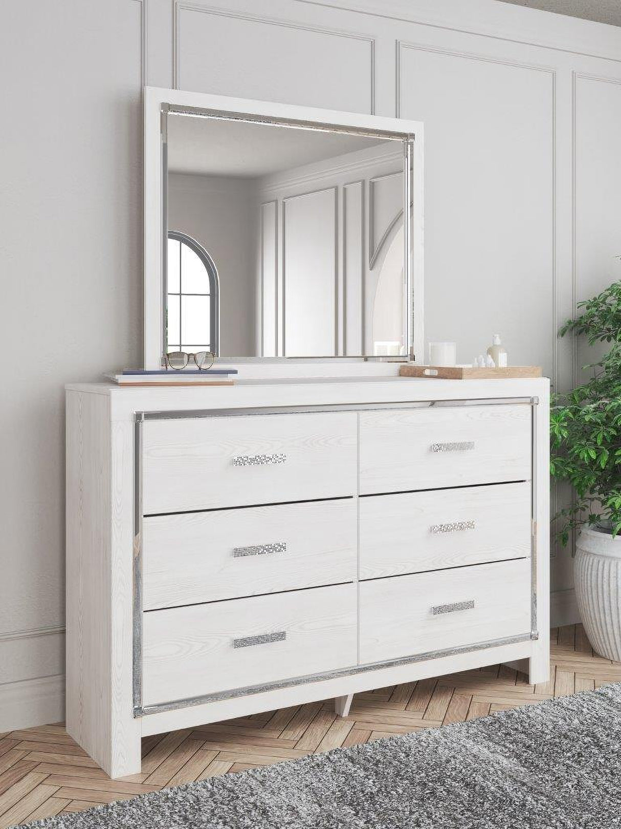 Altyra Panel Bookcase Bedroom Set In White