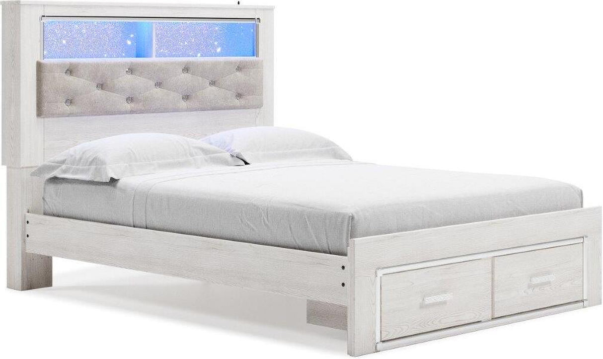 Altyra White Panel Bookcase Storage Bedroom Set