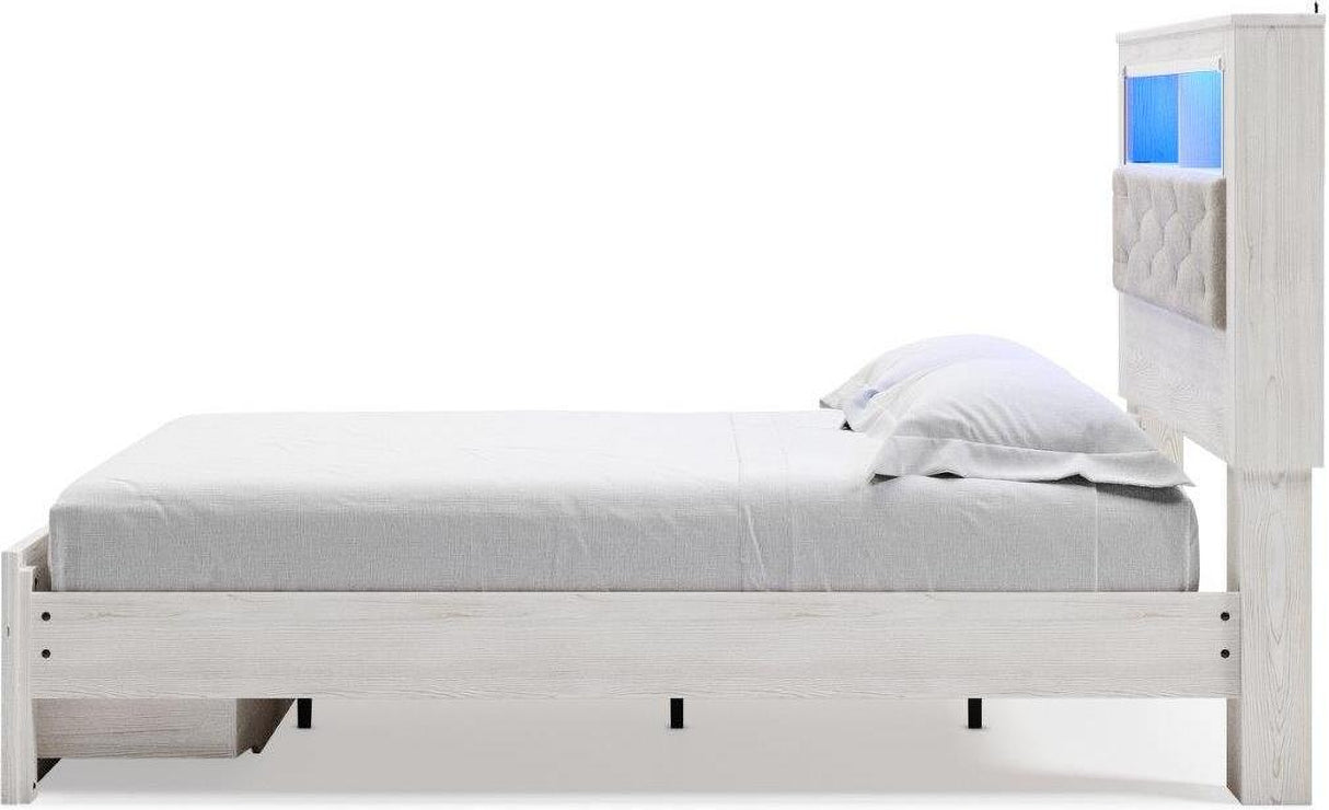 Altyra White Panel Bookcase Storage Bedroom Set