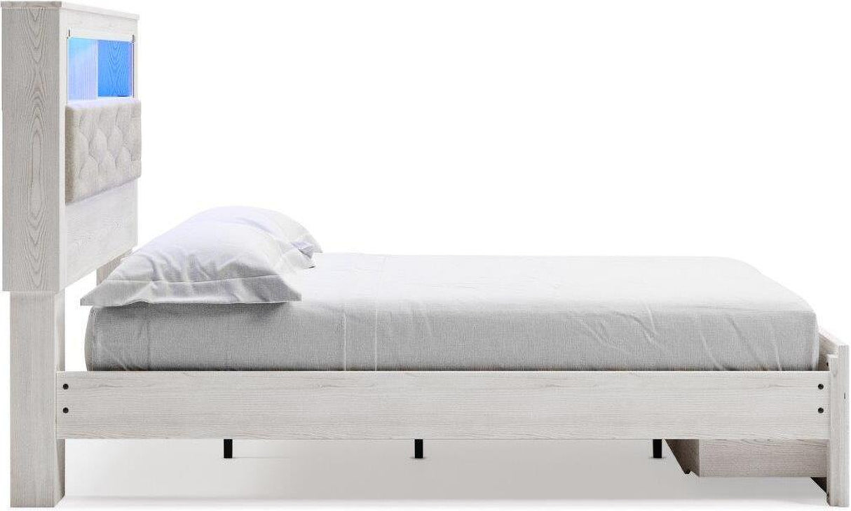 Altyra White Panel Bookcase Storage Bedroom Set