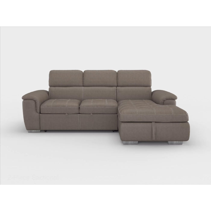 Ferriday 2-Piece Sectional With Adjustable Headrests, Pull-Out Bed And Right Chaise Hidden Storage