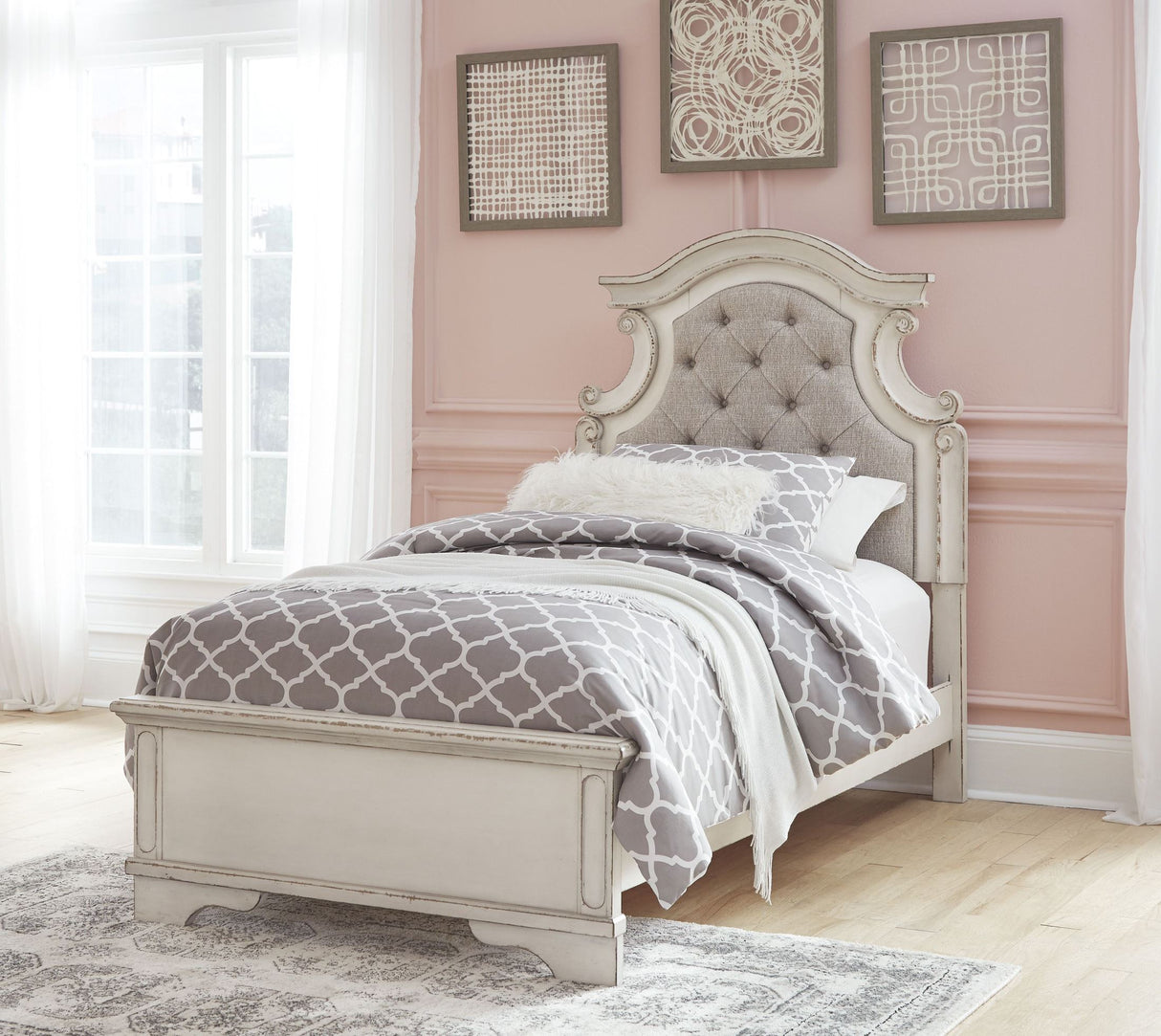Realyn Two Tone Youth Upholstered Panel Bedroom Set