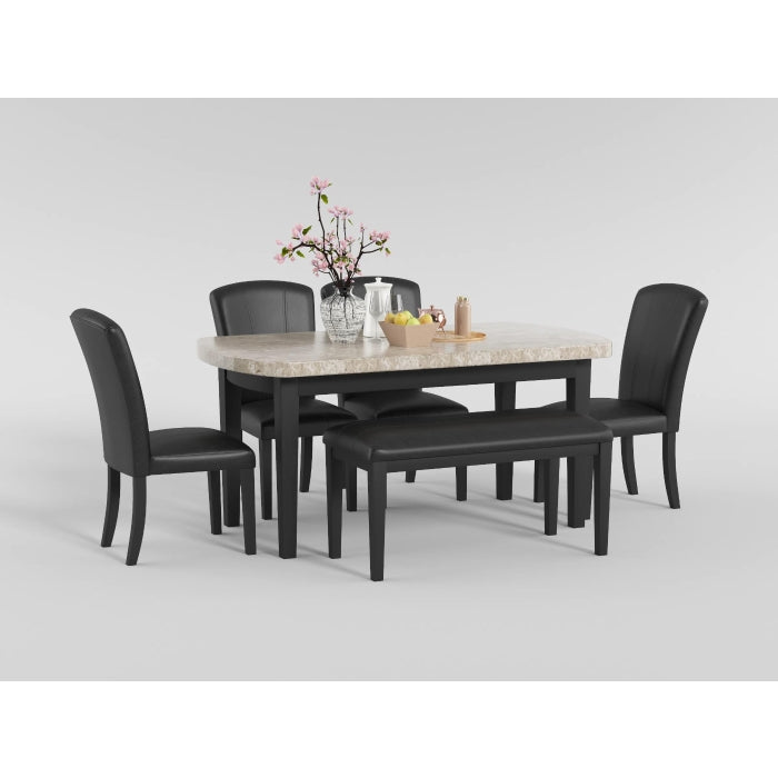 Cristo Black Dining Table, Marble Top