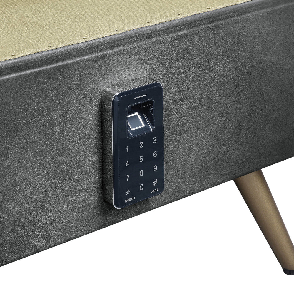 Doris Gray Top Grain Leather & Aluminum Nightstand