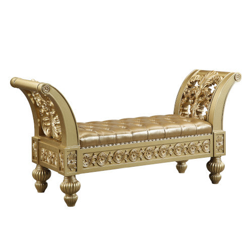 Seville Gold Synthetic Leather & Gold Finish Bench