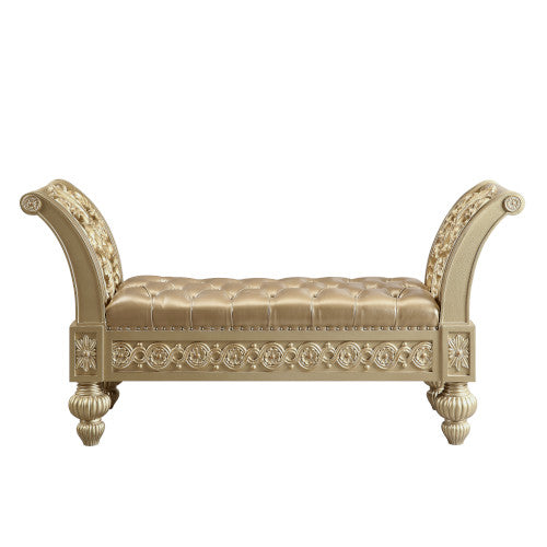Seville Gold Synthetic Leather & Gold Finish Bench