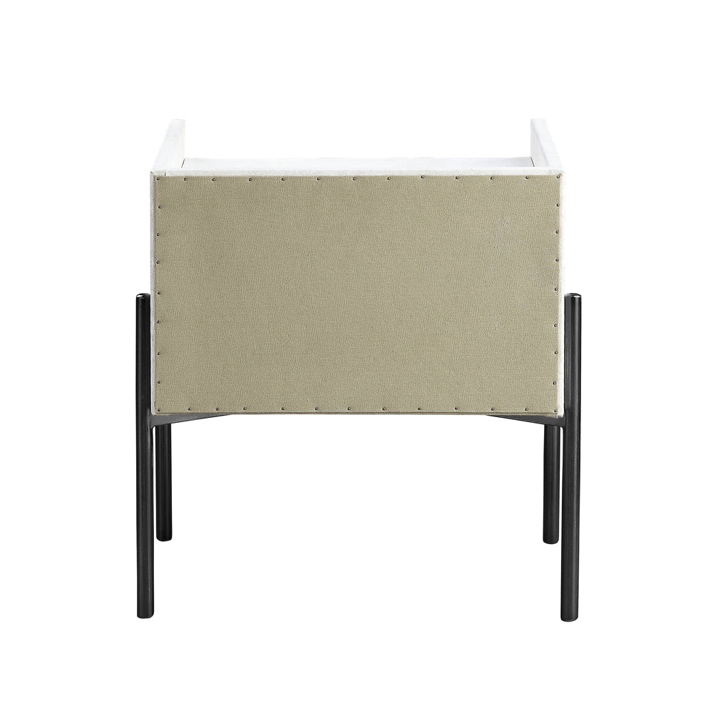 Metis Vintage White Top Grain Leather Nightstand