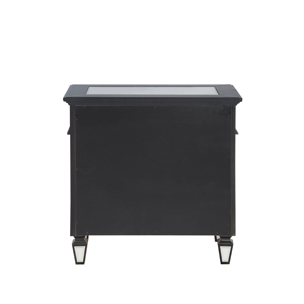 Varian Mirrored, Black & Sliver Finish Ii Nightstand
