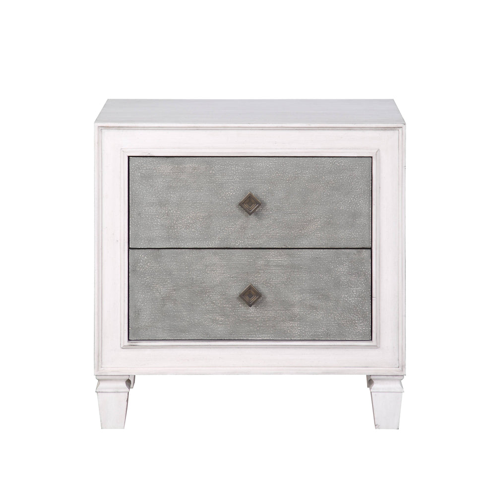 Katia Rustic Gray & Weathered White Finish Nightstand