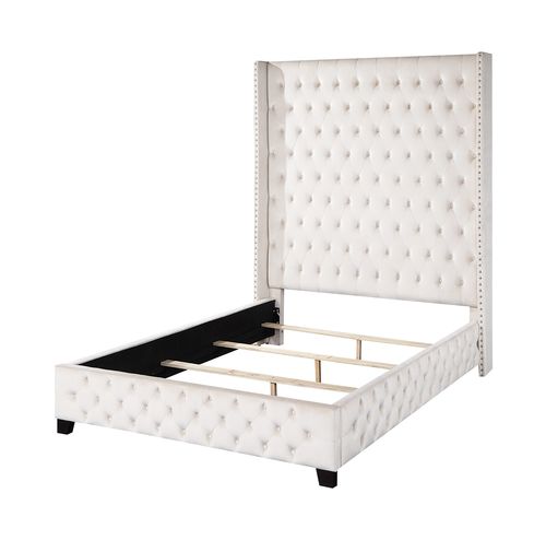 Fabrice Beige Velvet Eastern King Bed