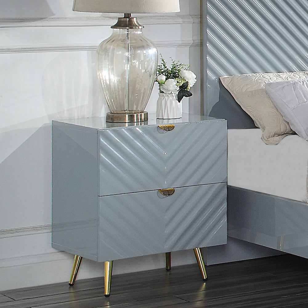 Gaines Gray High Gloss Finish Nightstand