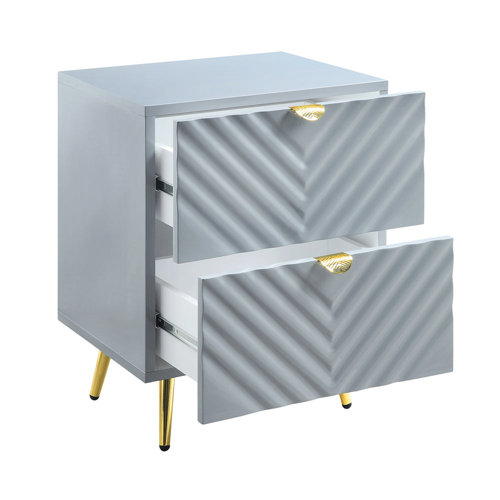 Gaines Gray High Gloss Finish Nightstand