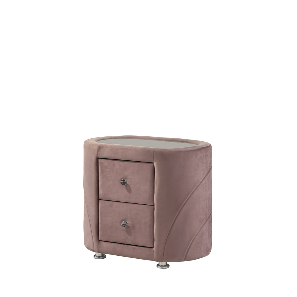 Salonia Pink Velvet Nightstand