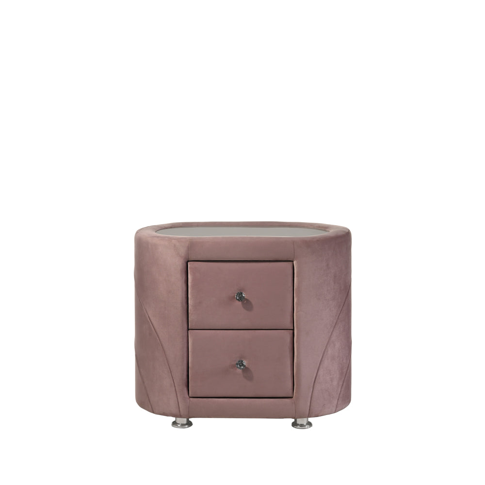 Salonia Pink Velvet Nightstand