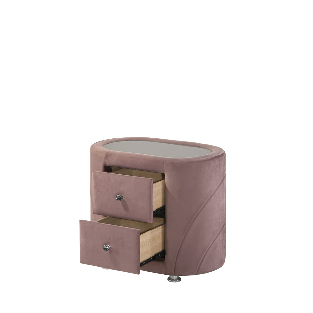 Salonia Pink Velvet Nightstand