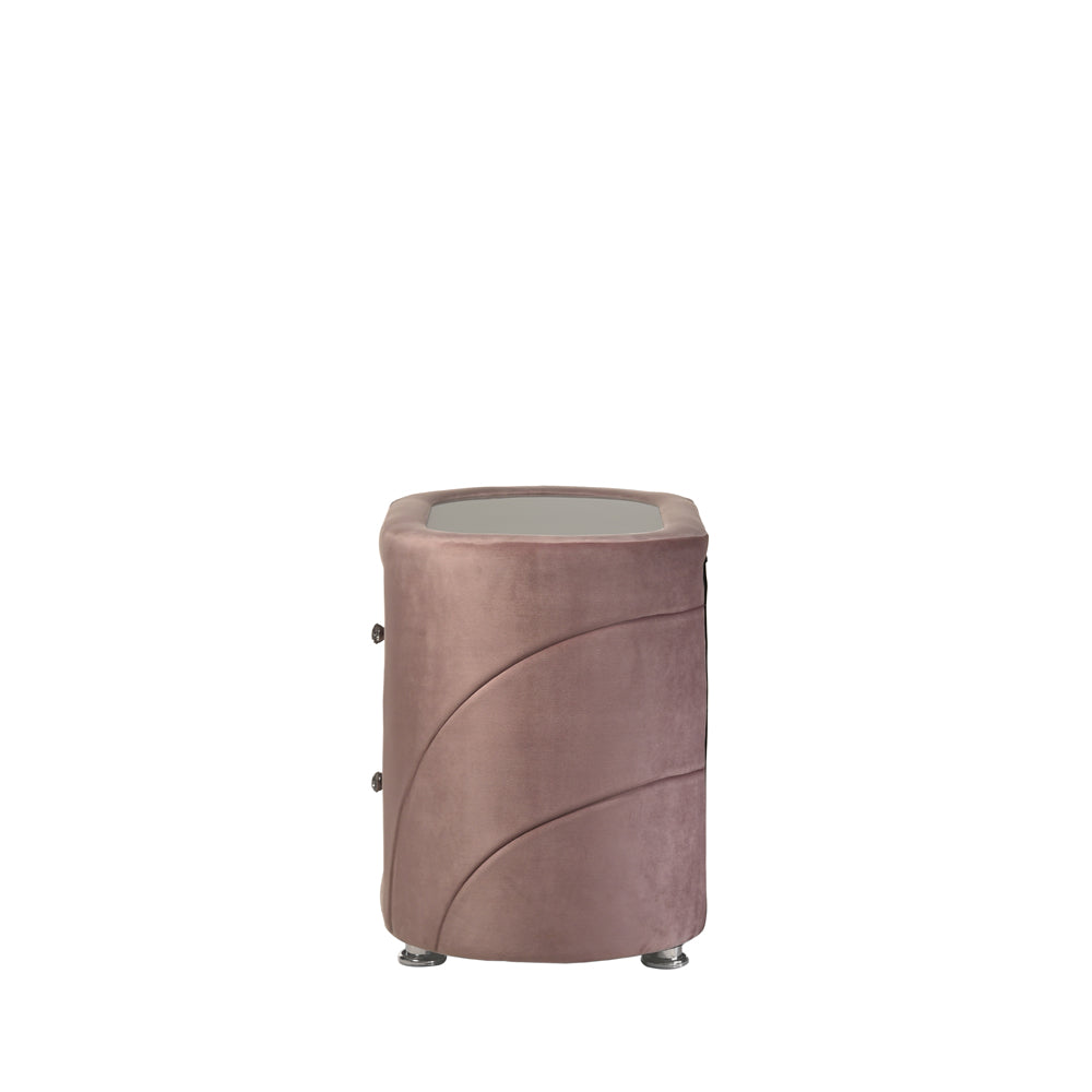 Salonia Pink Velvet Nightstand