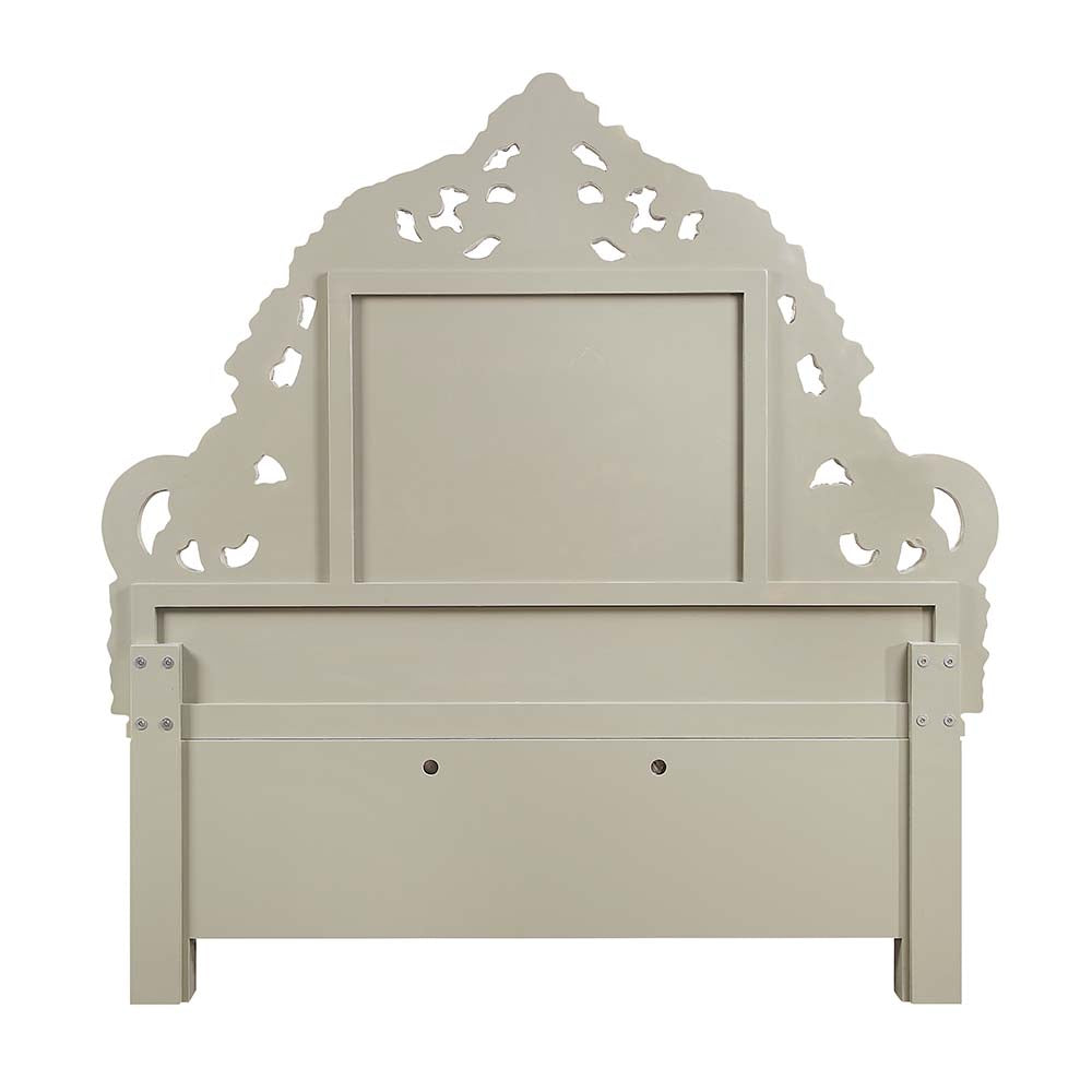 Sorina Synthetic Leather & Antique Gold Finish Eastern King Bed