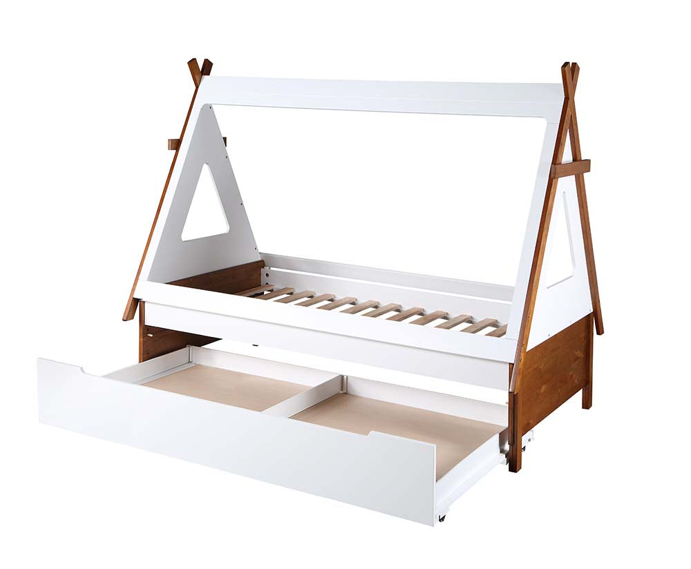 Loreen Oak & White Finish Twin Bed