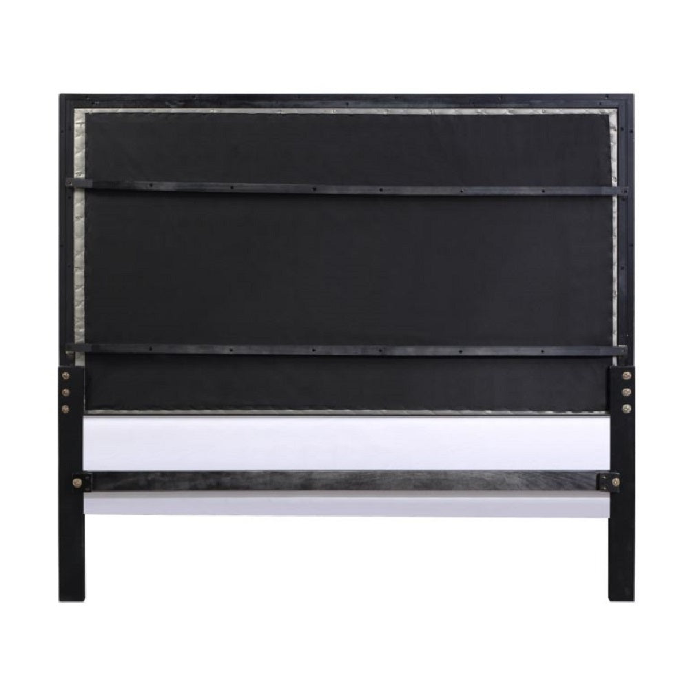 Nicola Silver Synthetic Leather & Black Finish Eastern King Bed