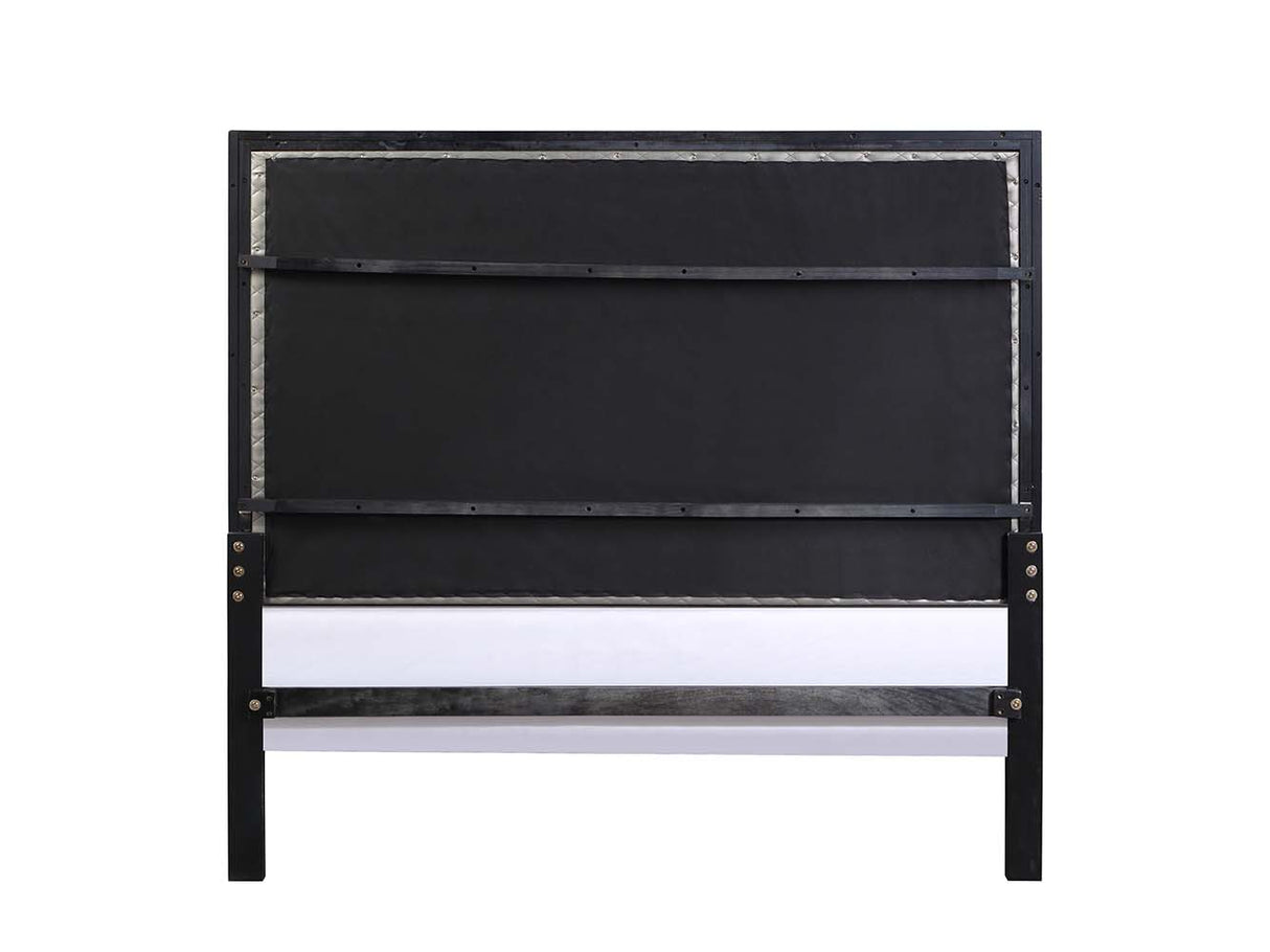 Nicola Silver Synthetic Leather & Black Finish Queen Bed