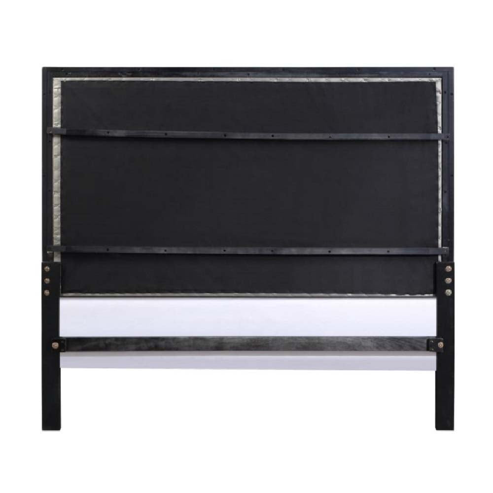 Nicola Silver Synthetic Leather & Black Finish Queen Bed