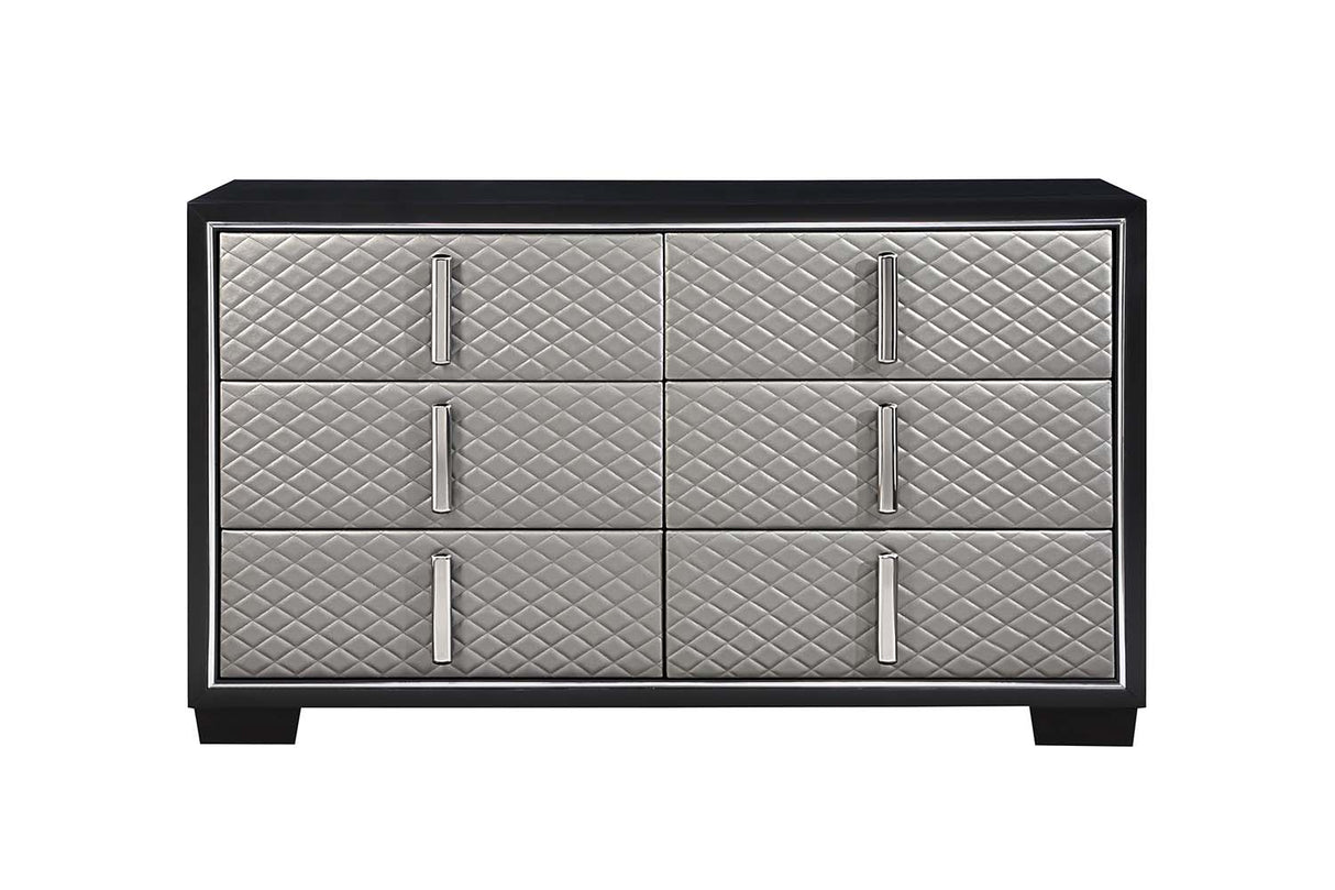 Nicola Silver Synthetic Leather & Black Finish Dresser