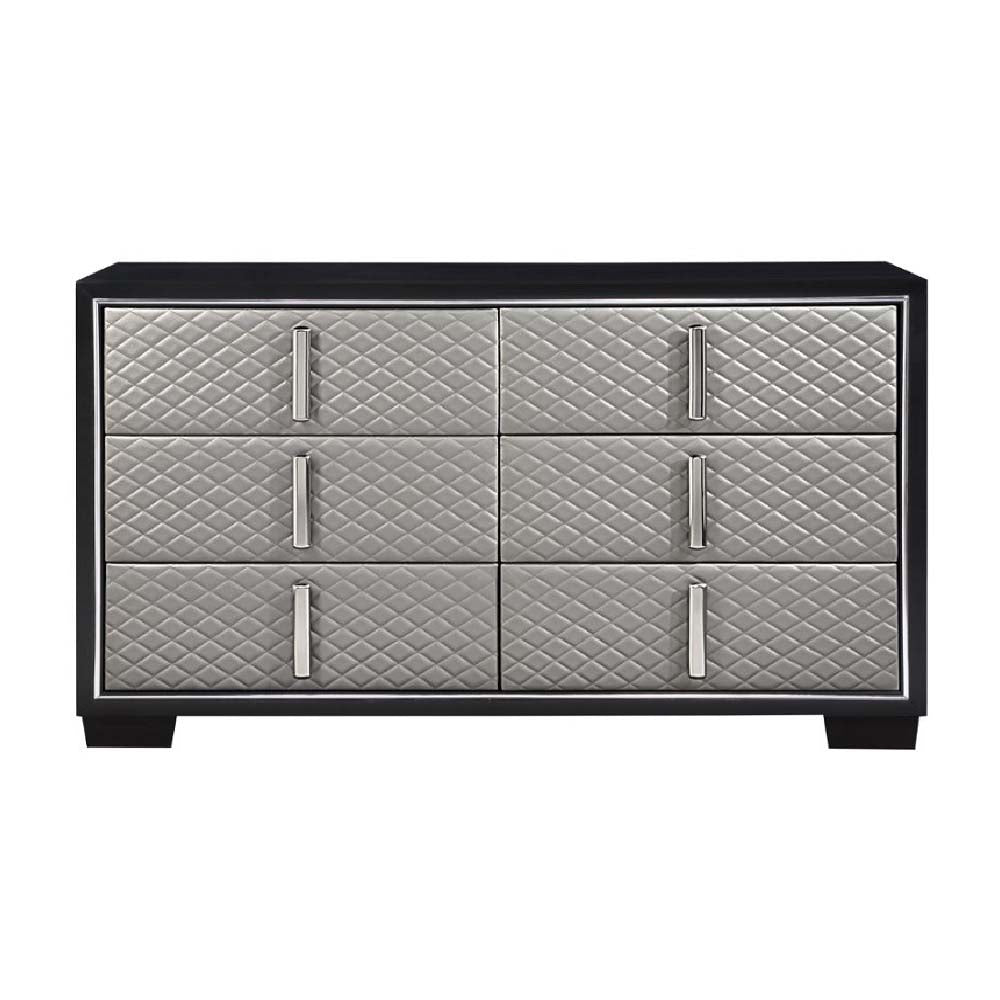 Nicola Silver Synthetic Leather & Black Finish Dresser