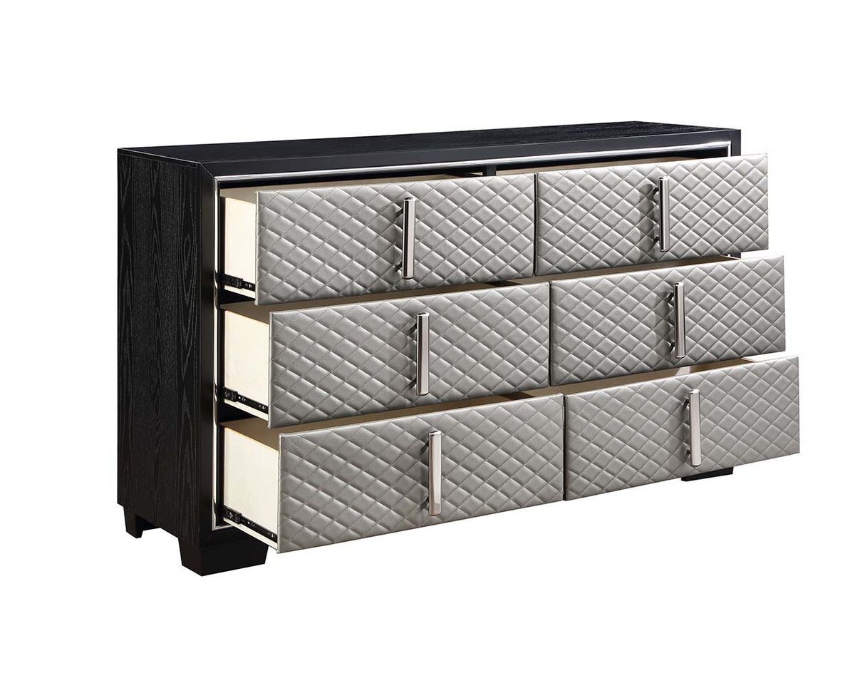 Nicola Silver Synthetic Leather & Black Finish Dresser