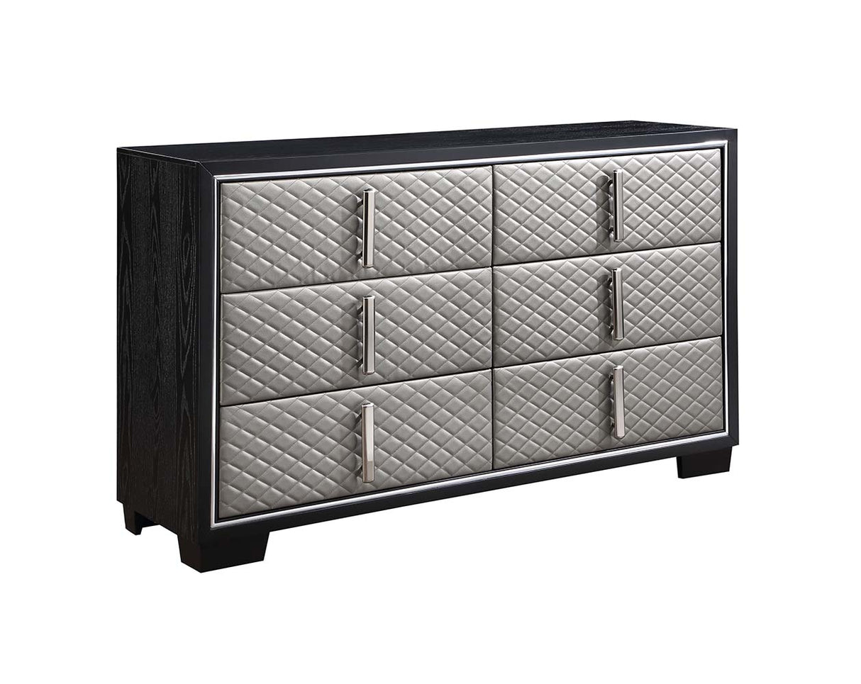 Nicola Silver Synthetic Leather & Black Finish Dresser