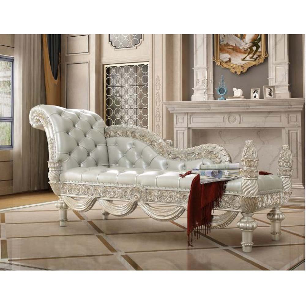 Sandoval Beige Synthetic Leather & Champagne Finish Bench